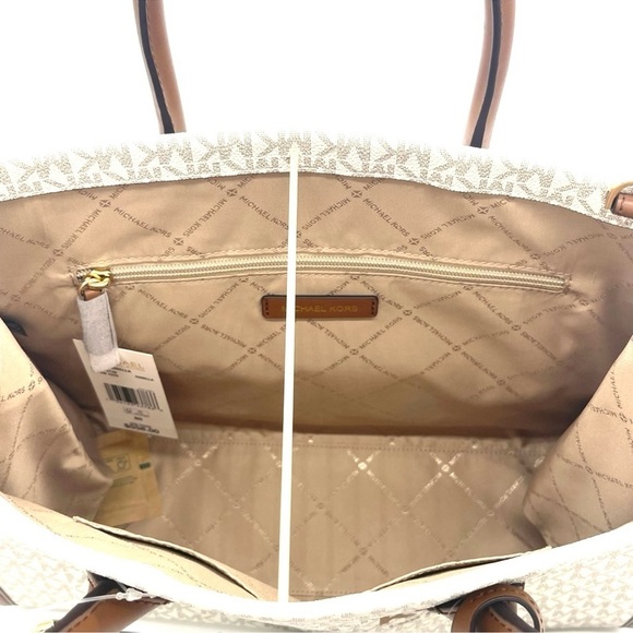 Michael Kors Mirella Medium EW Tote Bag & Trifold Wallet Vanilla/Brown (NWT) - Picture 7 of 11
